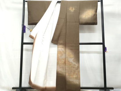 平和屋着物■訪問着　刺繍　雲取り花文　暈し染め　金彩　正絹　逸品　未使用　CABG4815fb