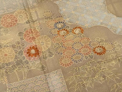 平和屋着物■訪問着　刺繍　雲取り花文　暈し染め　金彩　正絹　逸品　未使用　CABG4815fb