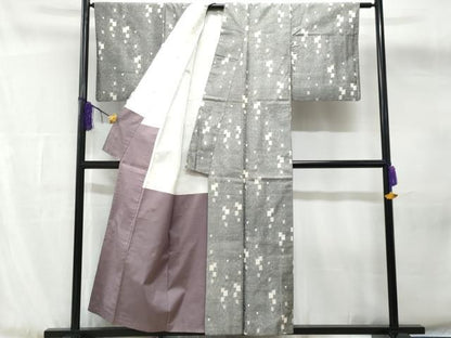 平和屋着物■上質な紬 幾何学文様 正絹 逸品 CABG4816fb