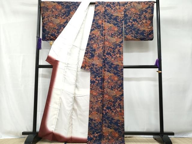 平和屋着物▽上質な小紋　単衣　草花文　正絹　逸品　AABF6403jh 平和屋着物□上質な小紋 草花文 正絹 逸品 CABG4828fb