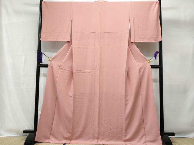 平和屋着物▽上質な色無地　単衣　珊瑚色　正絹　逸品　AAAU8614fy 平和屋着物□上質な色無地 珊瑚色 京都きもの友禅扱い 正絹 逸品