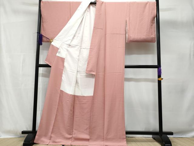 平和屋着物□上質な色無地 珊瑚色 京都きもの友禅扱い 正絹 逸品
