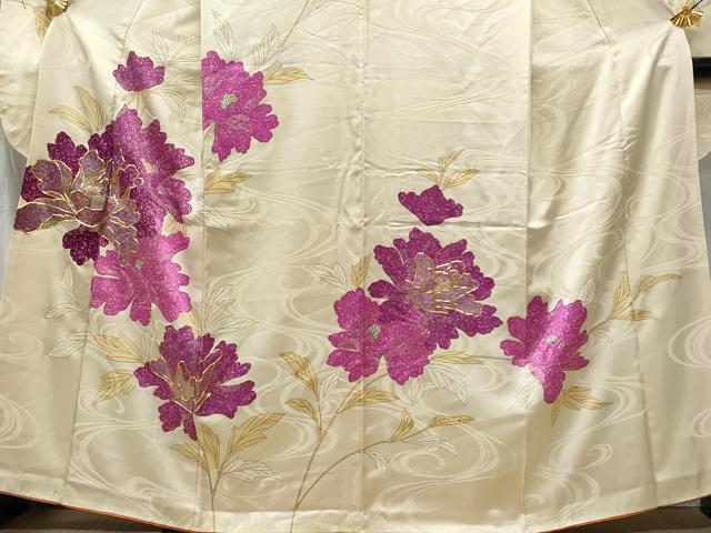 平和屋着物●豪華振袖　枝花文　暈し染め　金彩　正絹　逸品　AABG8516ph 平和屋着物□豪華振袖 枝花文 暈し染め 金彩 正絹 逸品 CABG6434xeの