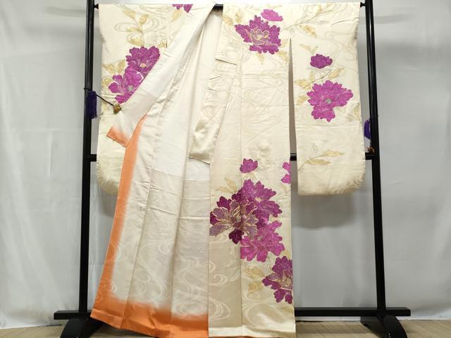 平和屋着物□豪華振袖 駒刺繍 流水枝花文 金銀彩 正絹 逸品