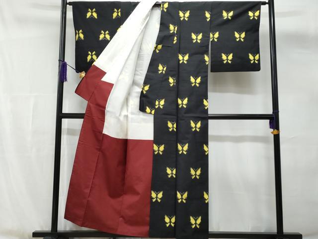 平和屋着物□上質な紬 舞蝶文 正絹 逸品 CABG4849fb