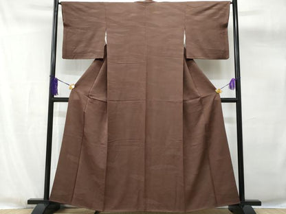 平和屋着物■上質な色無地　煤竹色　正絹　逸品　CABG4851fb