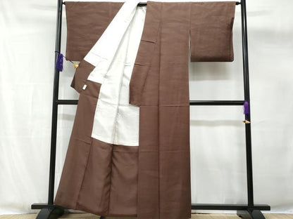 平和屋着物■上質な色無地　煤竹色　正絹　逸品　CABG4851fb