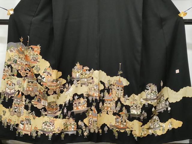 平和屋着物■豪華黒留袖　作家物　山車　金彩　正絹　逸品　CABG4862fb