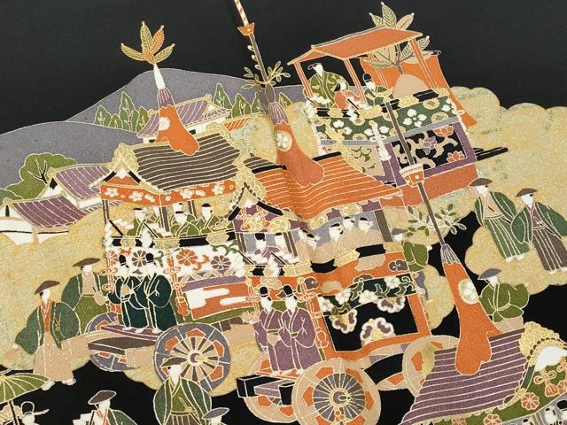 平和屋着物■豪華黒留袖　作家物　山車　金彩　正絹　逸品　CABG4862fb