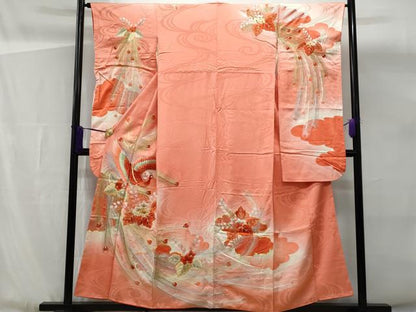 平和屋着物■豪華振袖 総刺繍 駒刺繍 孔雀桐花文 暈し染め 銀彩 正絹 逸品 CABG4865fb