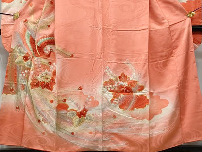 平和屋着物■豪華振袖 総刺繍 駒刺繍 孔雀桐花文 暈し染め 銀彩 正絹 逸品 CABG4865fb