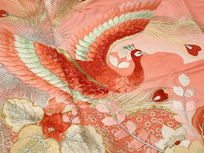 平和屋着物■豪華振袖 総刺繍 駒刺繍 孔雀桐花文 暈し染め 銀彩 正絹 逸品 CABG4865fb