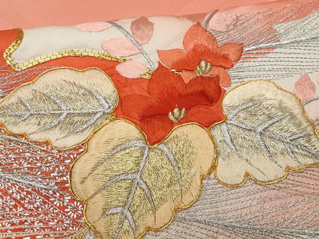 平和屋着物■豪華振袖 総刺繍 駒刺繍 孔雀桐花文 暈し染め 銀彩 正絹 逸品 CABG4865fb
