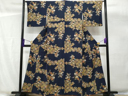 平和屋着物■上質な小紋 七宝枝花文 金彩 正絹 逸品 CABG4873fb