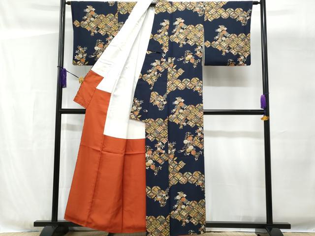 平和屋着物■上質な小紋 七宝枝花文 金彩 正絹 逸品 CABG4873fb