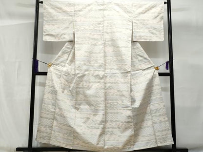 平和屋着物■本場大島紬 白大島 幾何学文様 正絹 逸品 CABG4876fb
