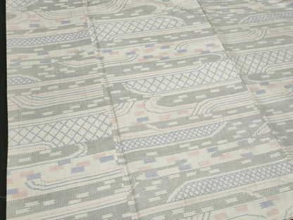 平和屋着物■本場大島紬 白大島 幾何学文様 正絹 逸品 CABG4876fb