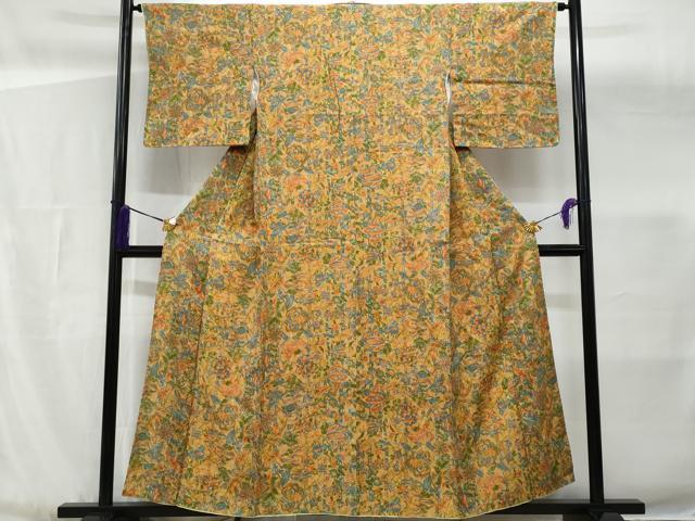 平和屋着物■上質な小紋　更紗花文　正絹　逸品　CABG4879fb