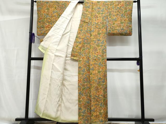平和屋着物■上質な小紋　更紗花文　正絹　逸品　CABG4879fb