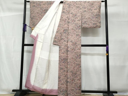 平和屋着物■上質な小紋 作家物 草花文 反端付き 正絹 逸品 CABG4890fb