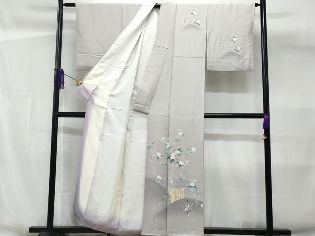 平和屋着物■訪問着 友禅 竹垣枝花文 反端付き 正絹 逸品 CABG4892fb
