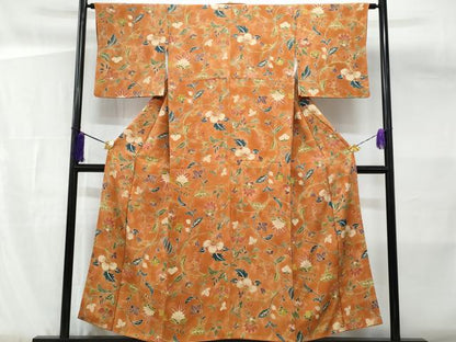 平和屋着物■上質な小紋 更紗花唐草文 暈し染め 正絹 逸品 CABG4897fb