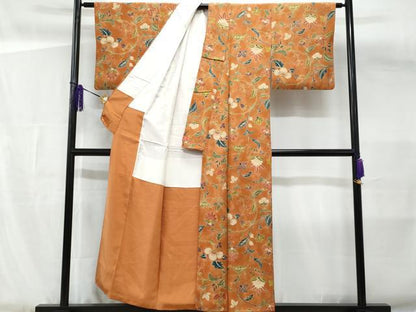 平和屋着物■上質な小紋 更紗花唐草文 暈し染め 正絹 逸品 CABG4897fb