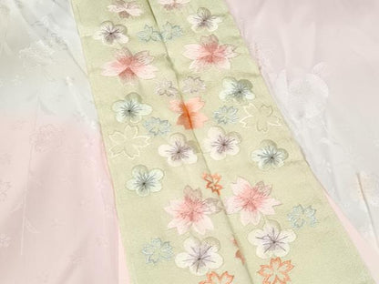 平和屋着物■長襦袢　枝椿　暈し染め　鈴乃屋扱い　半衿刺繍　正絹　逸品　未使用　CABG4903fb