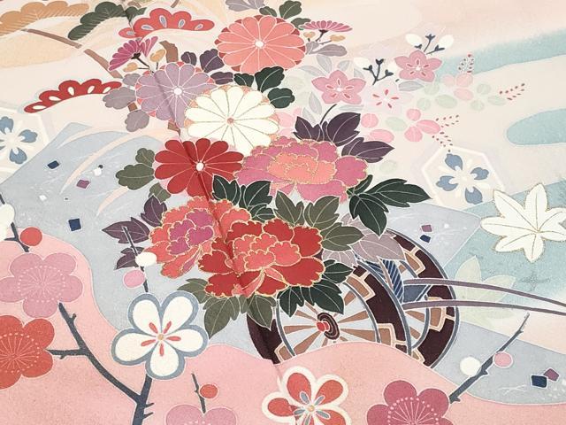 平和屋着物■訪問着 花車文 暈し染め 金銀彩 正絹 逸品 CABG4908fb