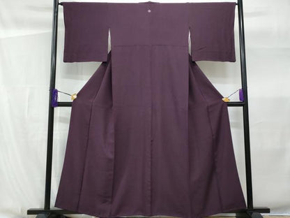 平和屋着物■上質な色無地 堅牢染 草木染 滅紫色 反端付き 正絹 逸品 CABG4948fb