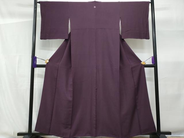 平和屋着物■上質な色無地 堅牢染 草木染 滅紫色 反端付き 正絹 逸品 CABG4948fb