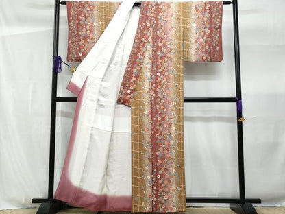 平和屋着物■上質な小紋 絞り 枝垂れ花文 暈し染め 金彩 正絹 逸品 CABG4950fb
