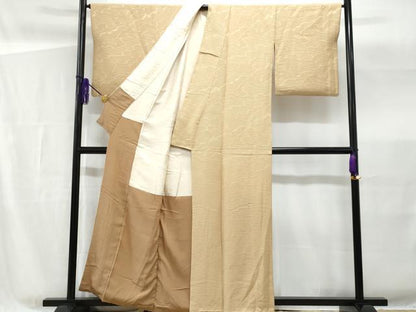 平和屋着物■上質な色無地 流水地紋 枯色 正絹 逸品 CABG4968fb