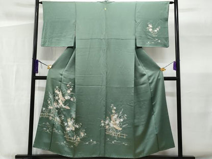 平和屋着物■訪問着 竹垣短冊枝花文 金銀彩 正絹 逸品 CABG4969fb