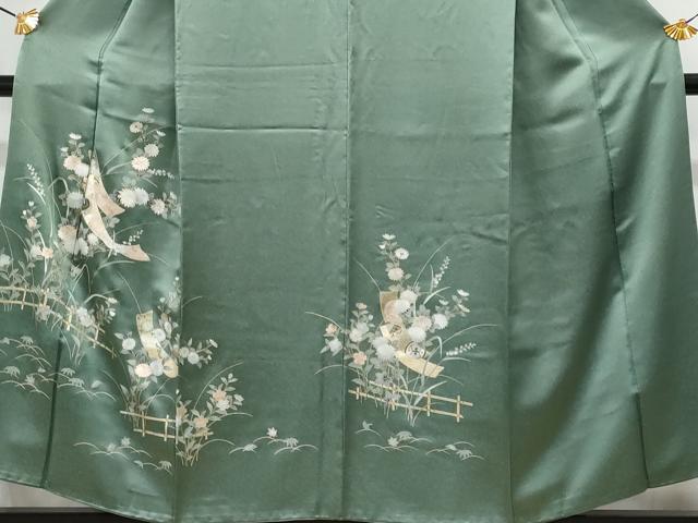 平和屋着物■訪問着 竹垣短冊枝花文 金銀彩 正絹 逸品 CABG4969fb