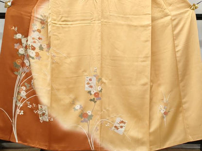 平和屋着物■訪問着 破れ色紙枝花文 暈し染め 金彩 正絹 逸品 CABG4972fb