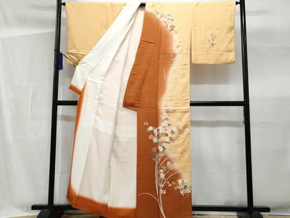 平和屋着物■訪問着 破れ色紙枝花文 暈し染め 金彩 正絹 逸品 CABG4972fb