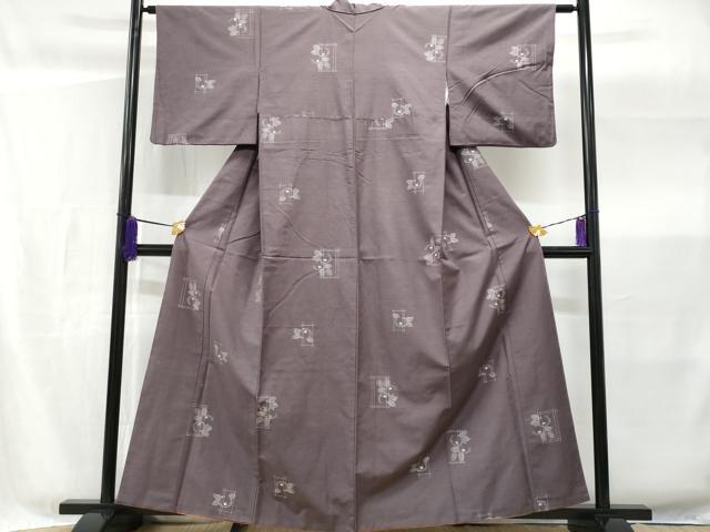 平和屋着物■民芸紬 ゆきぐに 万寿菊 反端付き 正絹 逸品 CABG4976fb