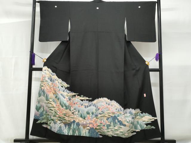 平和屋着物■豪華黒留袖 作家物 遠山風景文 金彩 正絹 逸品 CABG4979fb