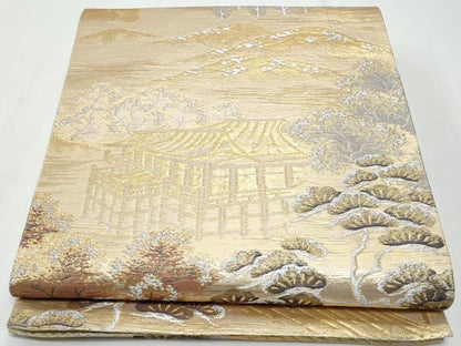 平和屋着物◎六通柄袋帯　清水寺　金銀糸　正絹　逸品　CABG4985fb
