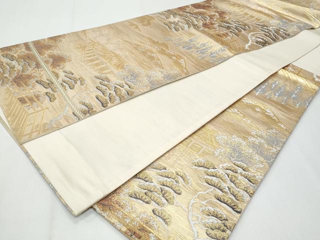 平和屋着物◎六通柄袋帯　清水寺　金銀糸　正絹　逸品　CABG4985fb