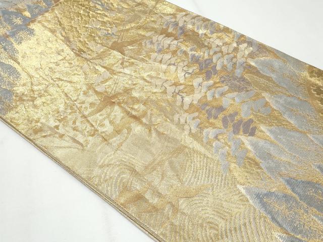 平和屋着物◎六通柄袋帯　立波飛鶴樹林文　金糸　正絹　逸品　CABG4988fb
