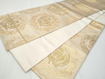 平和屋着物◎六通柄袋帯　鳳凰花唐草文　金糸　正絹　逸品　CABG4989fb
