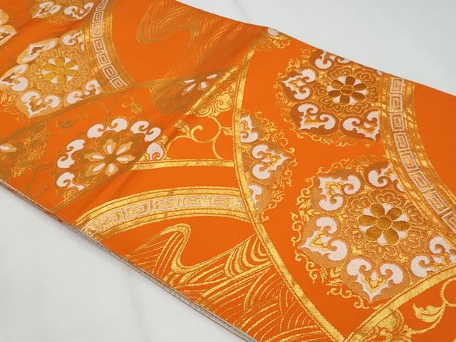 平和屋着物◎両面　全通柄袋帯　立波正倉院花文　金糸　正絹　逸品　CABG4990fb