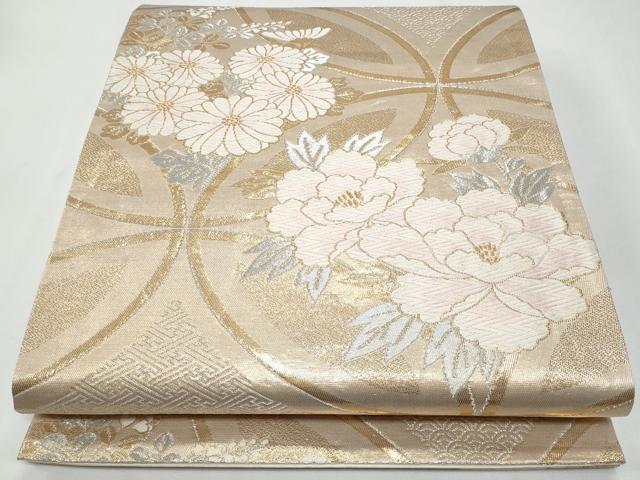 平和屋着物◎六通柄袋帯　唐織　七宝草花文　金銀糸　正絹　逸品　CABG4992fb