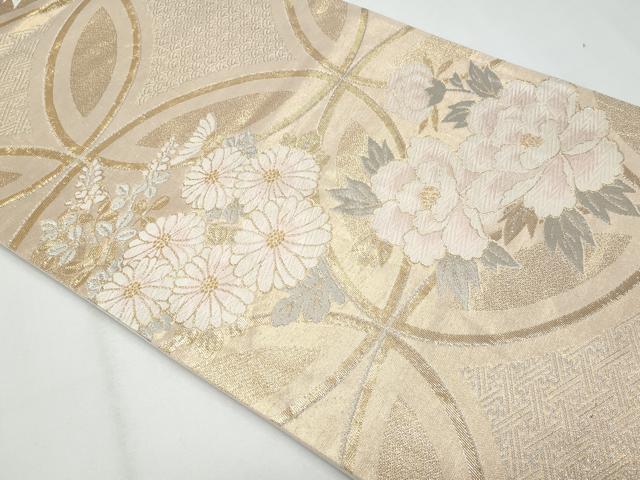 平和屋着物◎六通柄袋帯　唐織　七宝草花文　金銀糸　正絹　逸品　CABG4992fb
