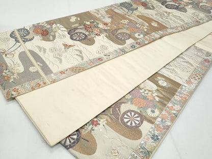 平和屋着物◎六通柄袋帯　花車文　金銀糸　正絹　逸品　CABG4994fb