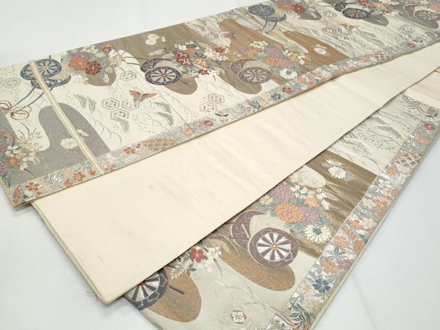 平和屋着物◎六通柄袋帯　花車文　金銀糸　正絹　逸品　CABG4994fb