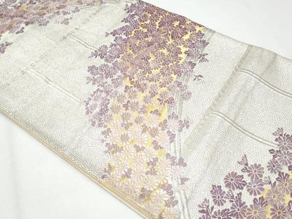 平和屋着物◎六通柄袋帯　唐織　菊　金銀糸　正絹　逸品　CABG4995fb