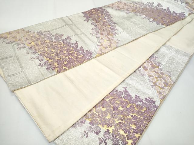平和屋着物◎六通柄袋帯　唐織　菊　金銀糸　正絹　逸品　CABG4995fb